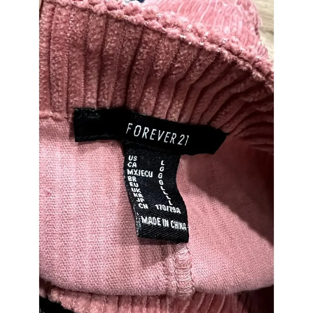 Forever 21 Women's Corduroy Button Front Mini Skirt Pink Large (A77)